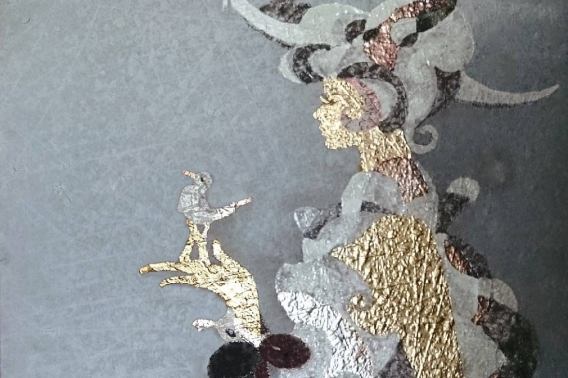 抽象系列〔鄉下的風〕70×90cm。 再來要請大家欣賞抽象陶畫，現代的藝術界很多人畫抽象畫，